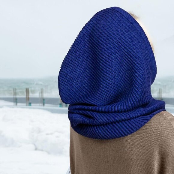 Unisex Blue Beanie Skull Cap with Drawstring Warm Winter Hats for Outdoor main image 6